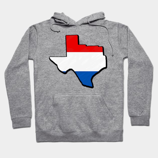 Red, White, and Blue Texas Outline Hoodie by Mookle